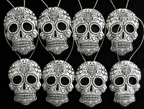 8 Sugar Skull Day Of The Dead Christmas Tree Ornaments
