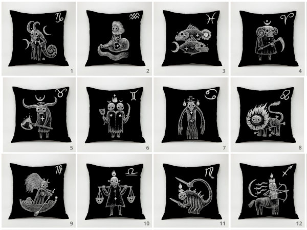 Scary Zodiac Pillow Covers