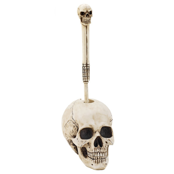 Skull and Skeleton Toilet Bowl Brush Set