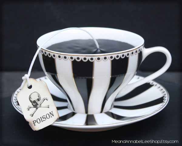 Victorian Gothic Poison Black Tea Cup Candles