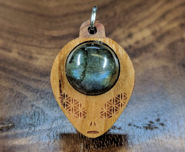 Alien Hardwood Gemstone Pendant