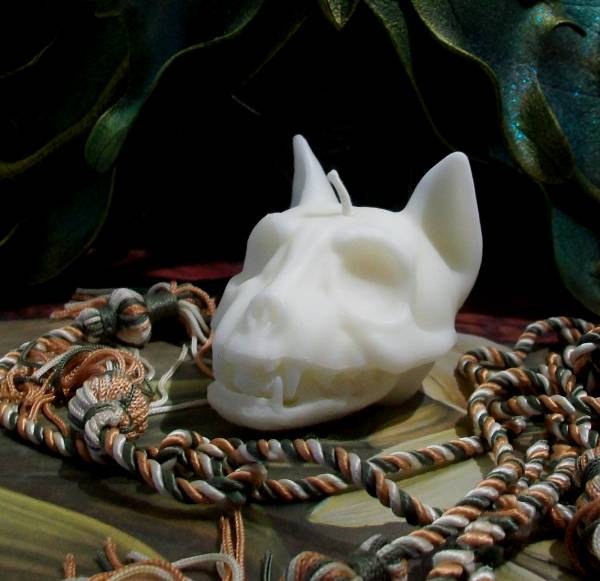 Cat Skull Beeswax Candle