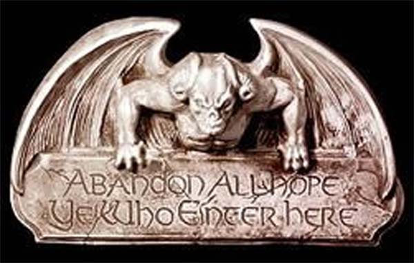 Gothic Abandon All Hope Gargoyle Sign