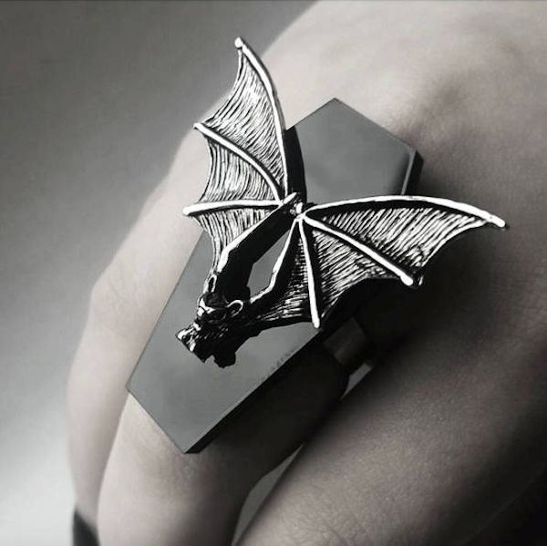 Gothic Bat Coffin Ring