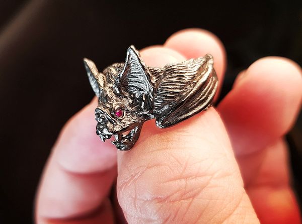 Sterling Silver Vampire Bat Ring
