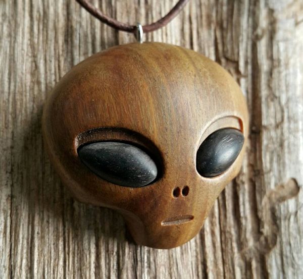 Wood Alien Necklace
