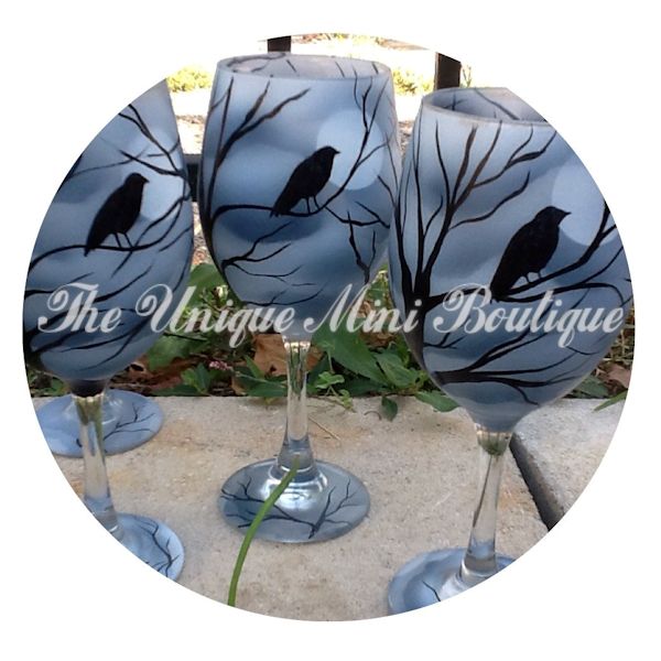 Black Raven Wine Glasses