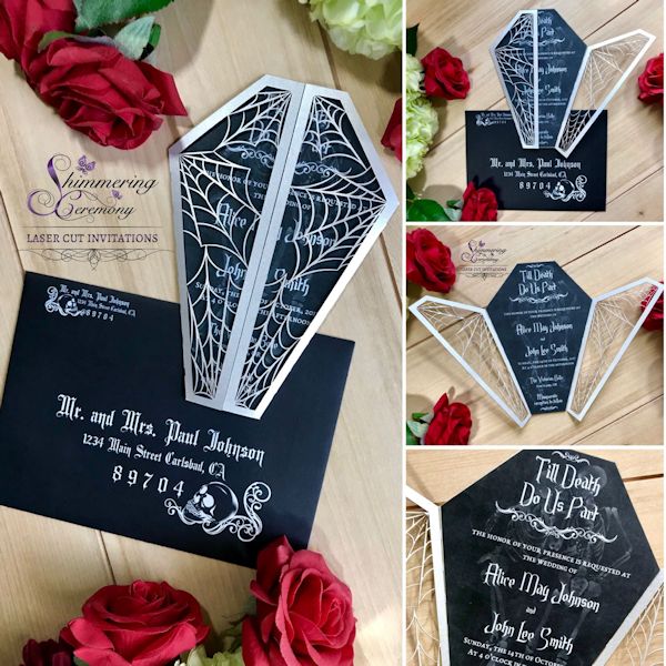 Coffin Gatefold Laser Cut Wedding Invitations
